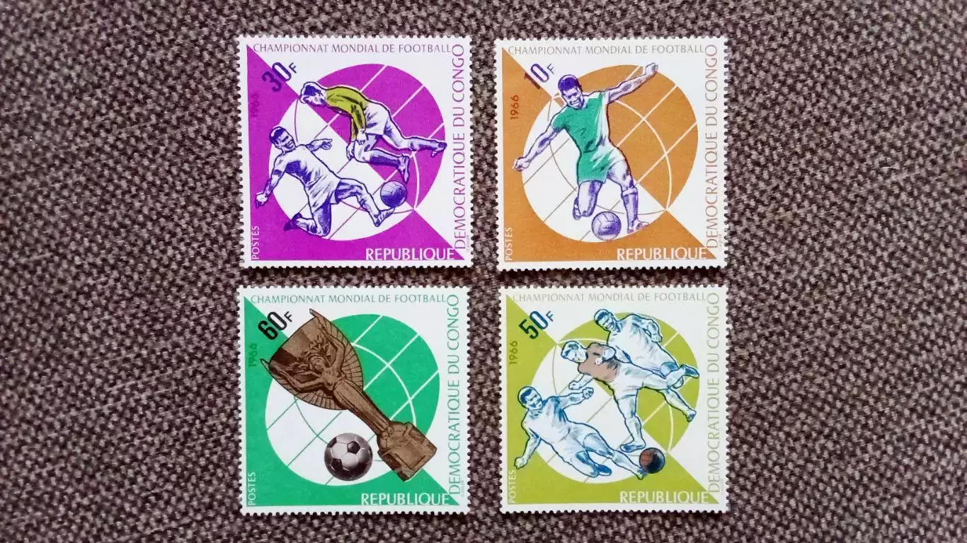 Конго Чемпионат Мира в Англии 1966 полная серия MNH ** Футбол Спорт