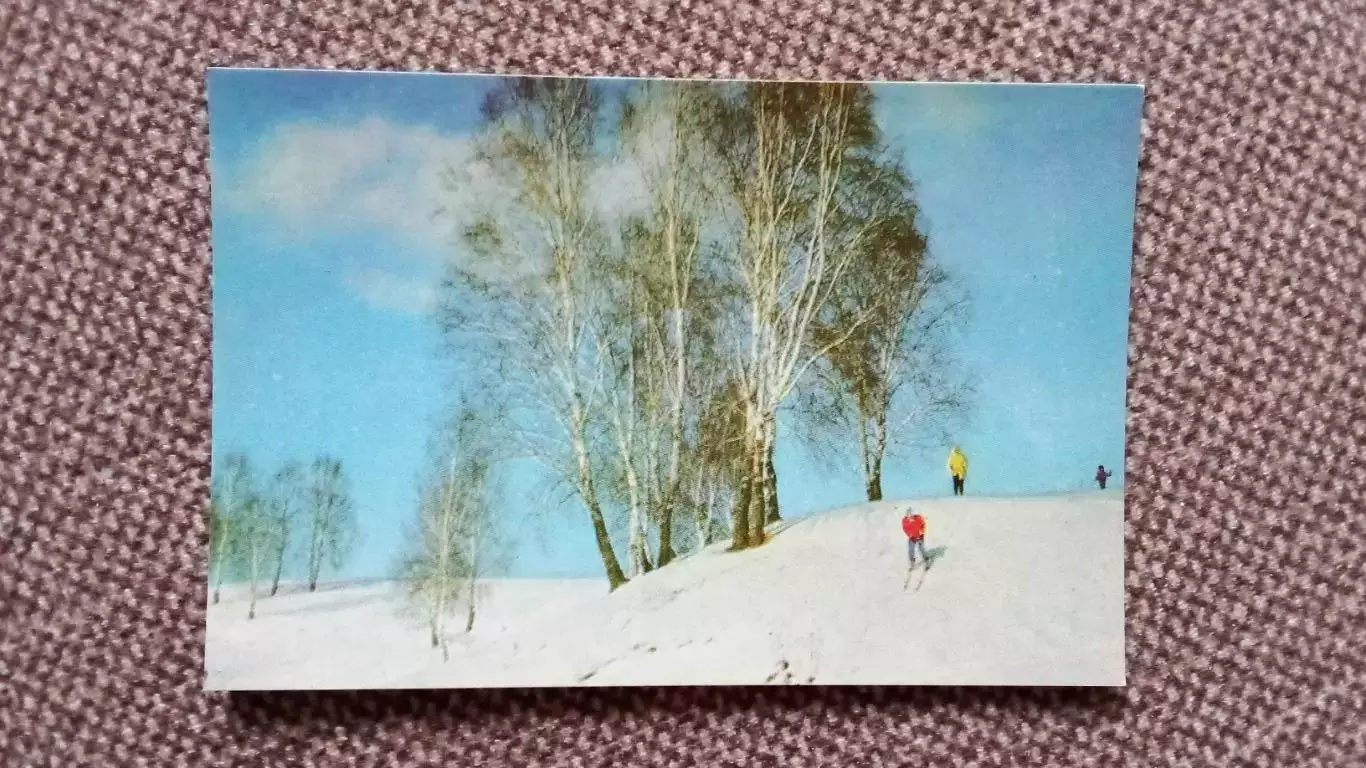 Карманный календарик : Зимний день 1979 г. Лыжный спорт Лыжи