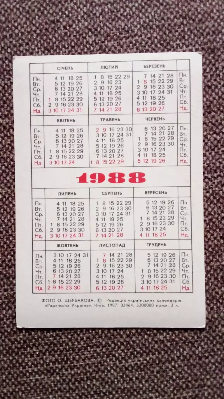 Карманный календарик : Пасха Пасхальные яйца Религия 1988 г. 1