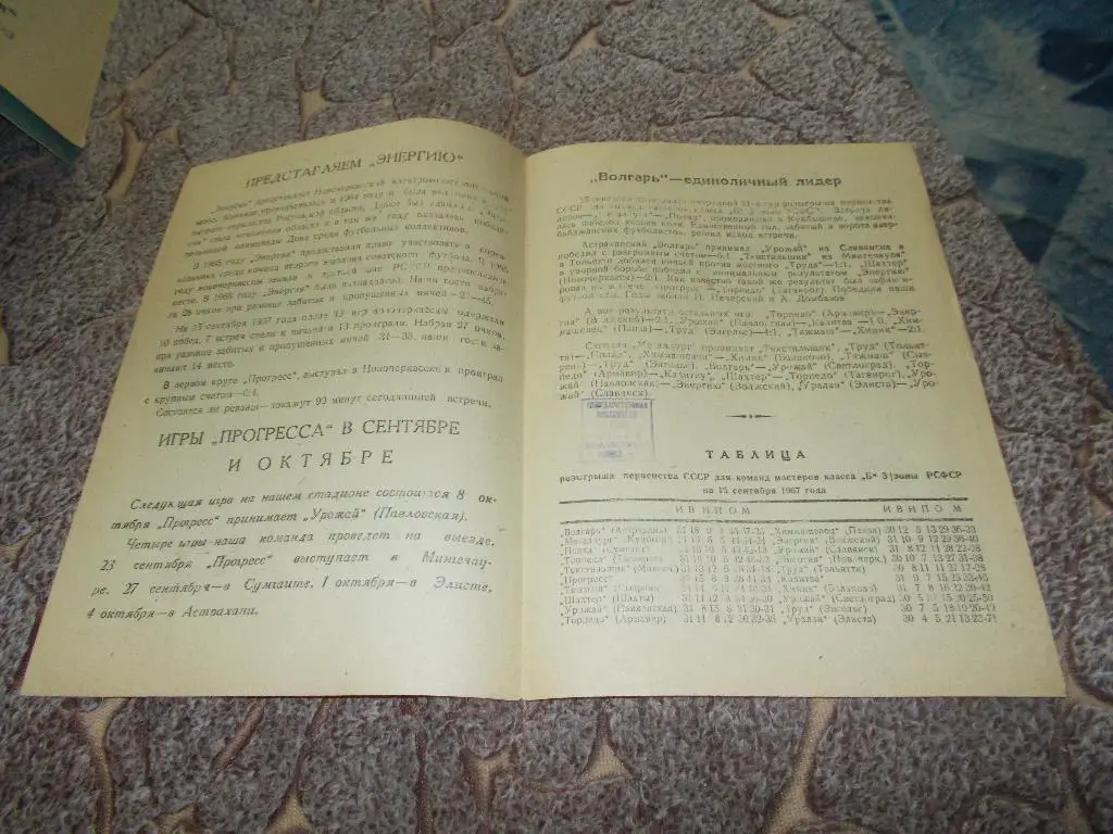 Класс Б , 3 -я зона РСФСР 1967 г. Прогресс (Каменск) - Энергия (Новочеркасск) 1