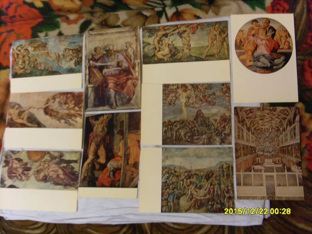 Живопись Микеланджело 1975 г. , 22 открытки (крупноформатные) 1