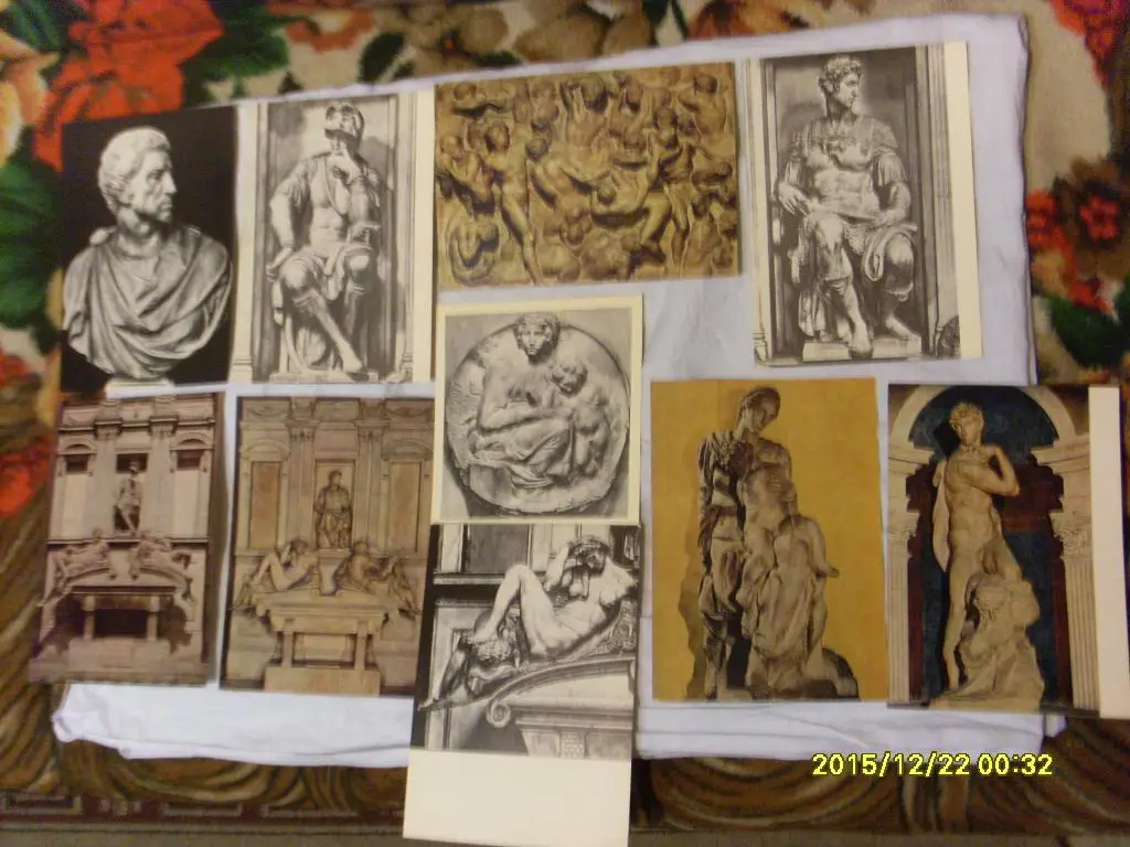 Скульптура - архитектура Микеланджело 1975 г. , 22 открытки ( крупноформатные ) 1