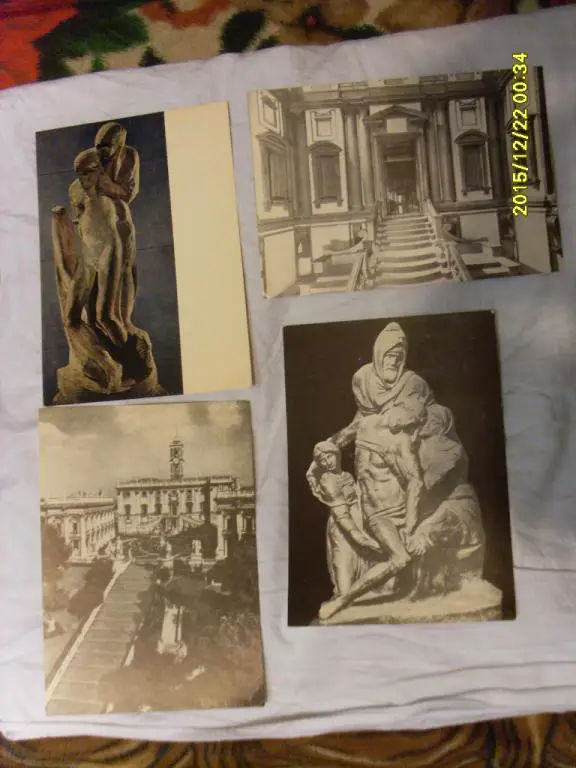 Скульптура - архитектура Микеланджело 1975 г. , 22 открытки ( крупноформатные ) 3