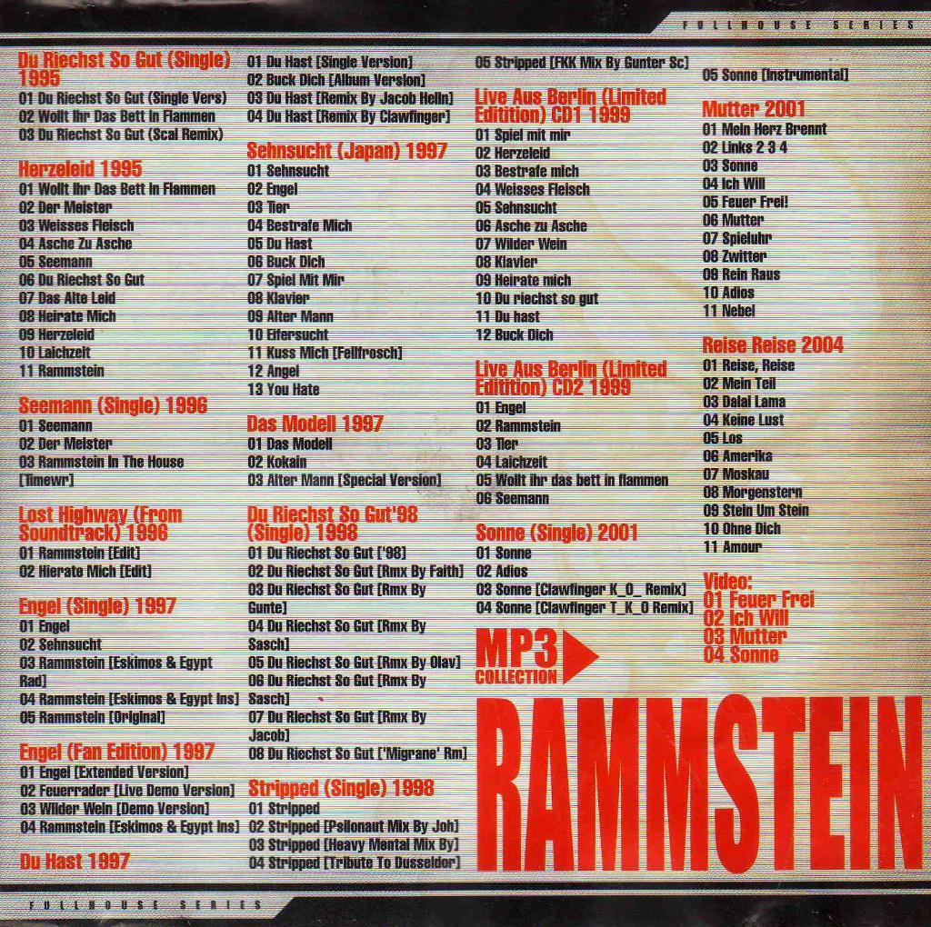 МР - 3 группаRammstein( 1995 - 2004 ) 16 альбомов и синглов . Лицензия 1