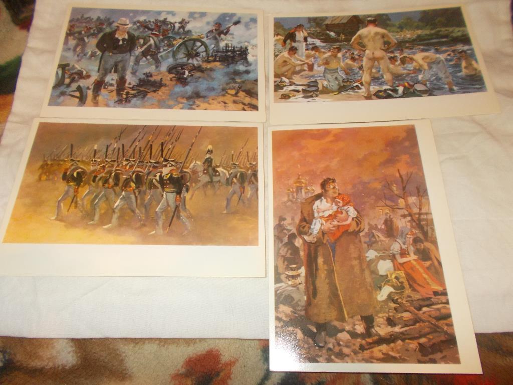  Война и Мирполный набор - 16 открыток 1976 г. (крупноформатные) Бородино 1