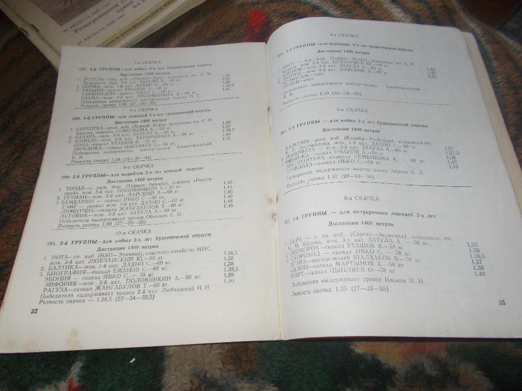 Конный спорт Программа Ростовский ипподром 13 - 14 августа 1988 г. Лошади Скачки 2