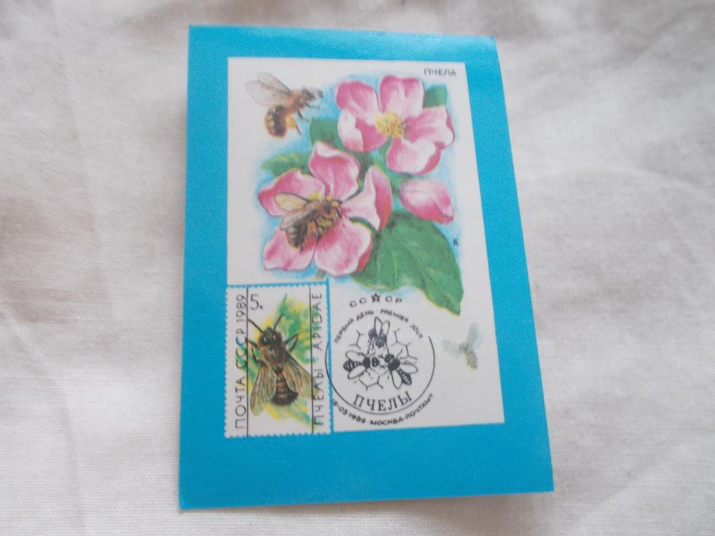 Карманный календарик Почтовые марки на календарях Пчёлы Цветы 1991 г.