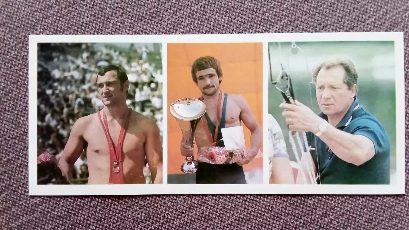 Борьба и парусный спорт Чемпионы СССР С. Андиев , С. Корнилаев и В. Манкин