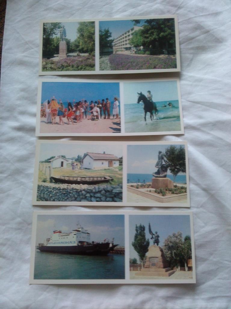 Курорты Азовского побережья 1986 г. полный набор - 12 открыток (чистые , идеал) 4