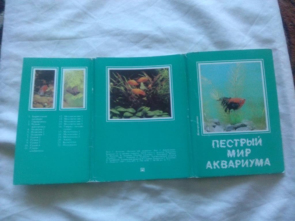 Пестрый мир аквариума 1989 г. полный набор - 22 открытки (Аквариумные рыбки) 1