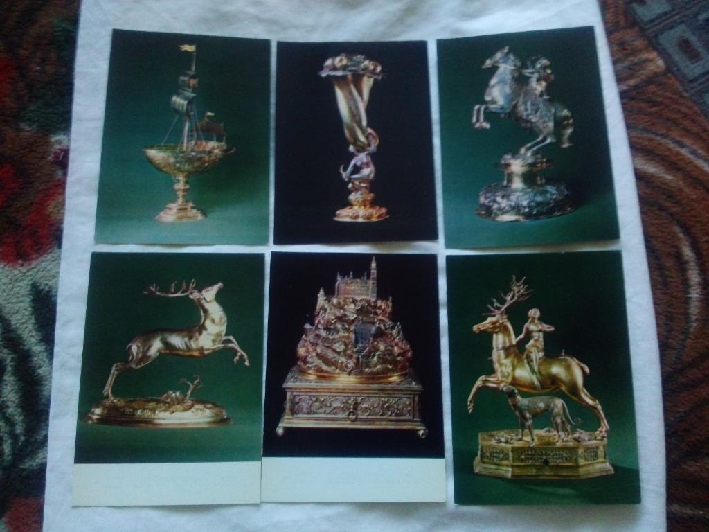 Серебрянные фигурные сосуды XVI - XVII вв. 1978 г. полный набор - 22 открытки 4