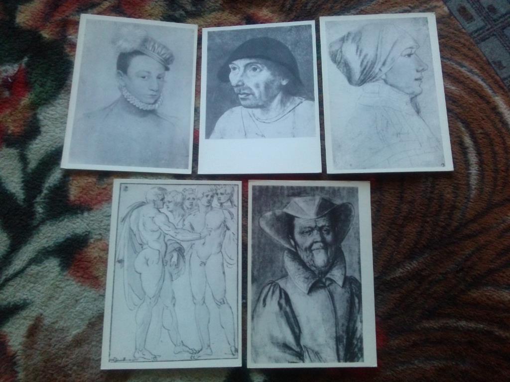 Рисунки старых мастеров XV-XVII вв. 1959 г. полный набор - 15 открыток (чистые) 4