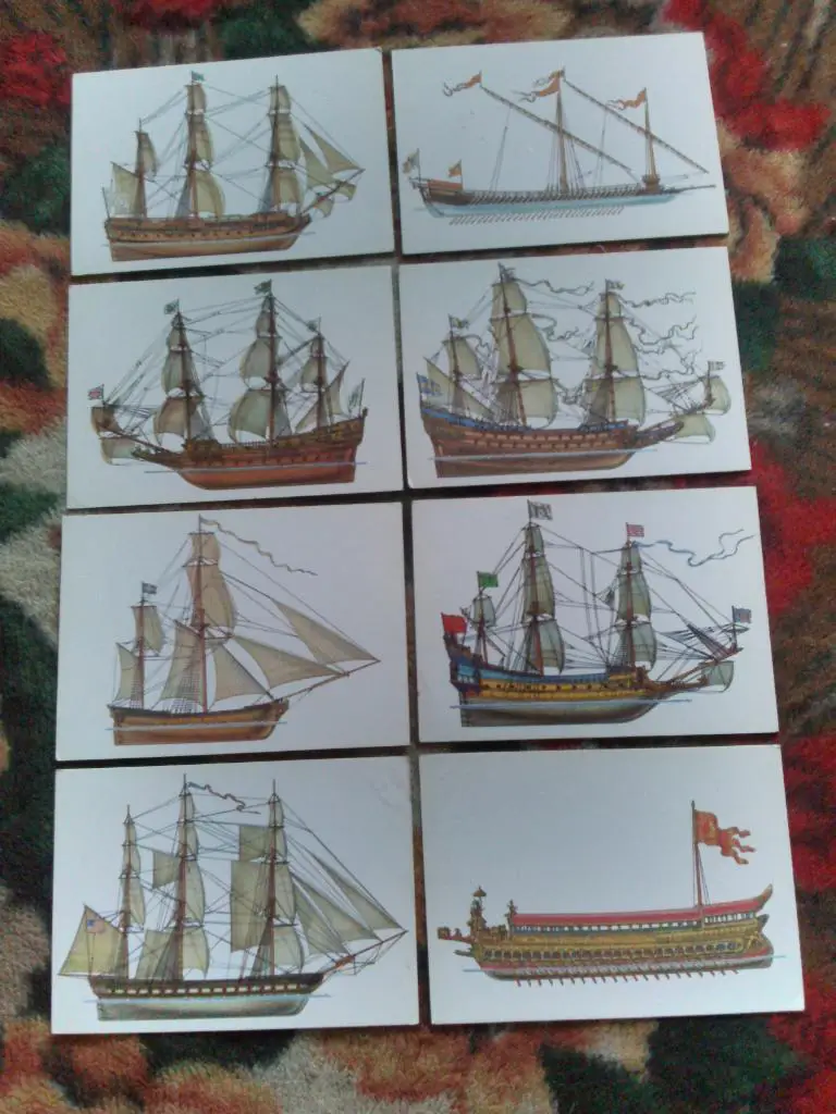 История корабля 1989 г. , полный набор - 32 открытки ( Выпуск № 2 ) Флот Корабли 2