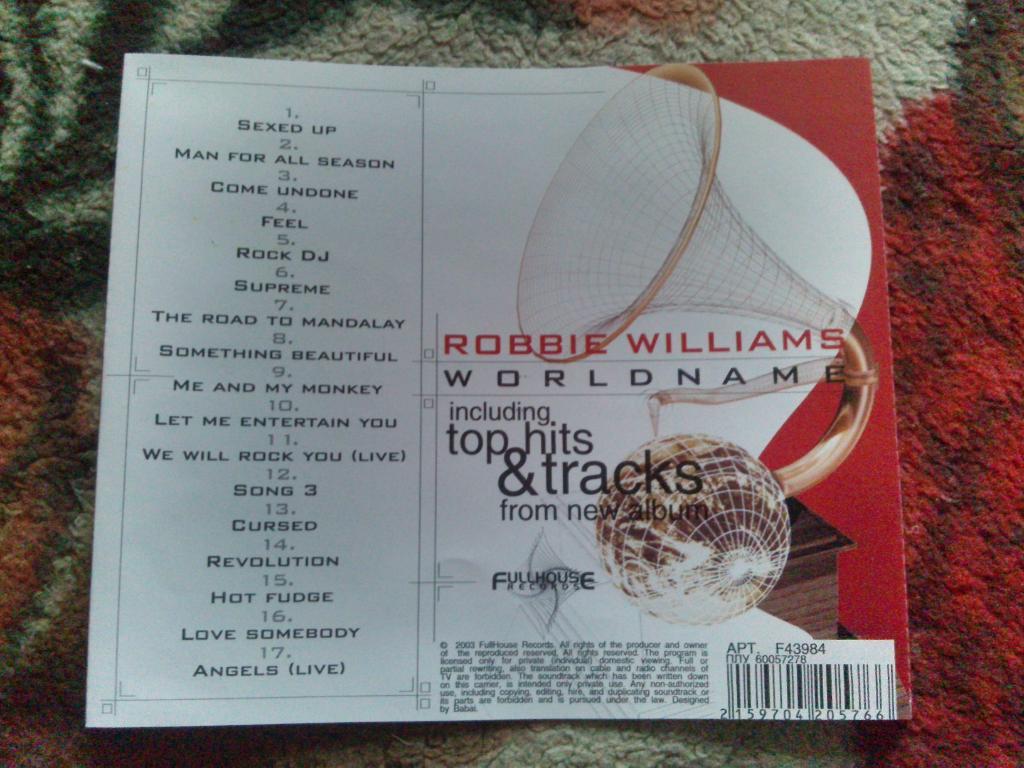 CD Robbie Williams ( Worldname ) лицензия 6