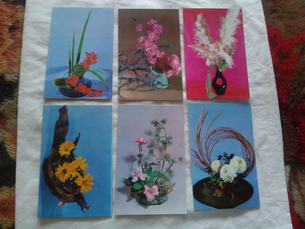 Осенние мотивы 1975 г. полный набор - 15 открыток (Композиции из цветов) Флора 3
