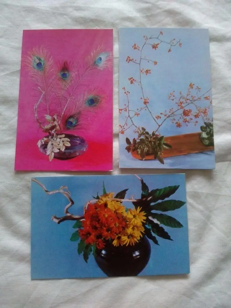 Осенние мотивы 1975 г. полный набор - 15 открыток (Композиции из цветов) Флора 4