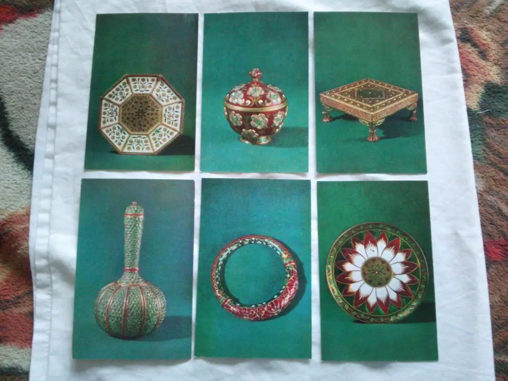 Ювелирные изделия Индии XVII века 1975 г. полный набор - 16 открыток (чистые) 3