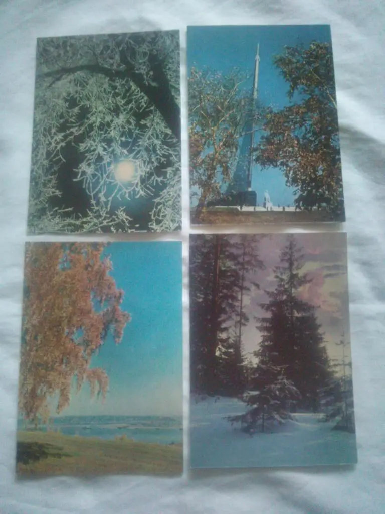 Русская природа - времена года (70 - е годы) полный набор - 12 открыток (редкий) 2