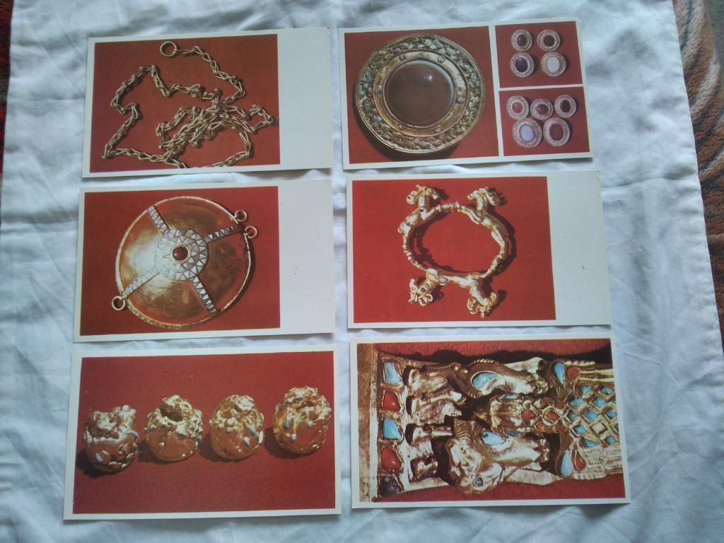 Сокровища Сарматских курганов 1988 г. полный набор - 15 открыток (Золото) 3