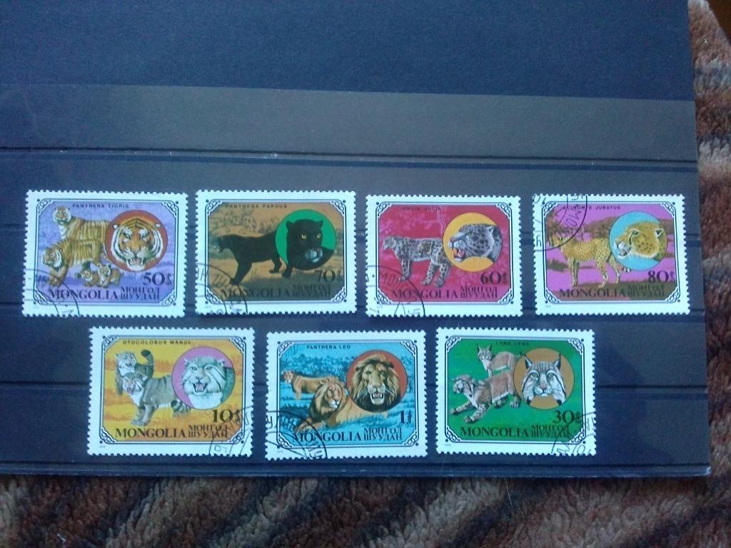 Монголия 1979 г. 7 марок ( полная серия ) Хищники Фауна Животные ( филателия )