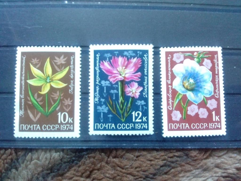 СССР 1974 г. 3 марки MNH ** Цветы флора растения ( филателия )