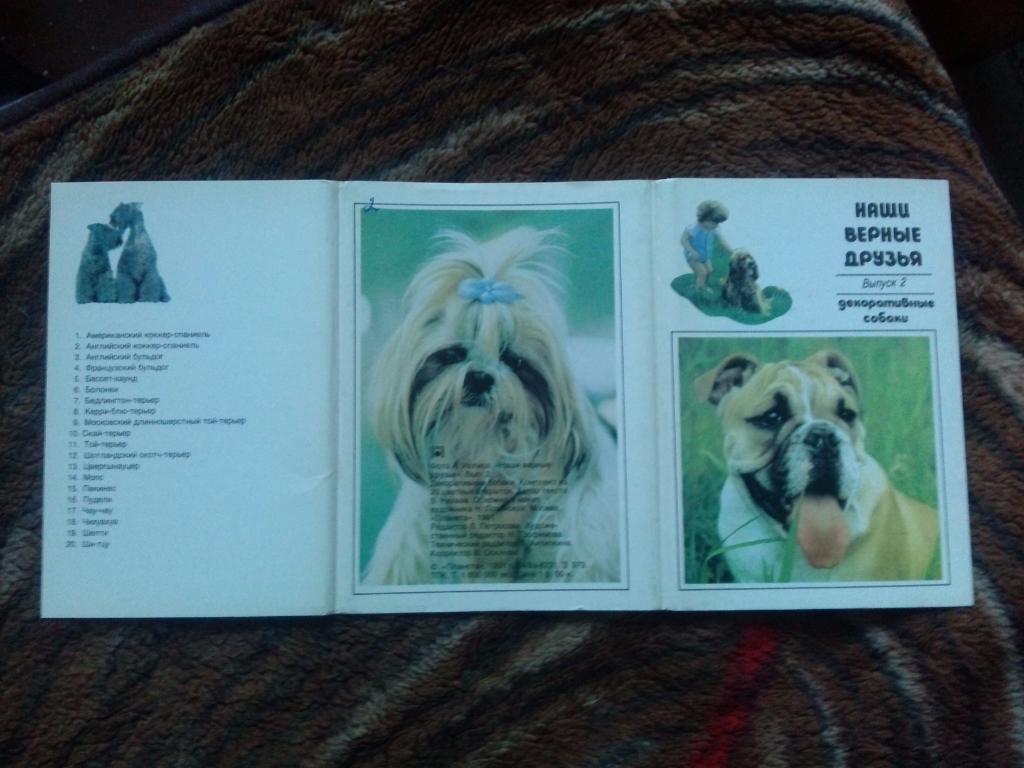 Наши верные друзья - Декоративные собаки 1991 г. полный набор - 20 открыток 1