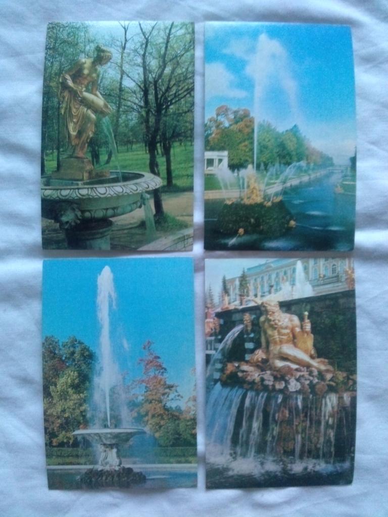 Фонтаны Петродворца 1973 г. полный набор - 16 открыток (чистые) Ленинград 5