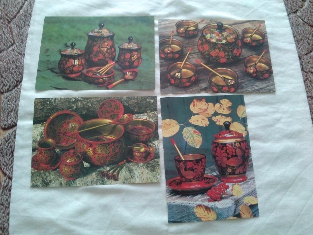 Искусство Семёновская хохлома 1981 г. , полный набор - 14 открыток (чистые) 3