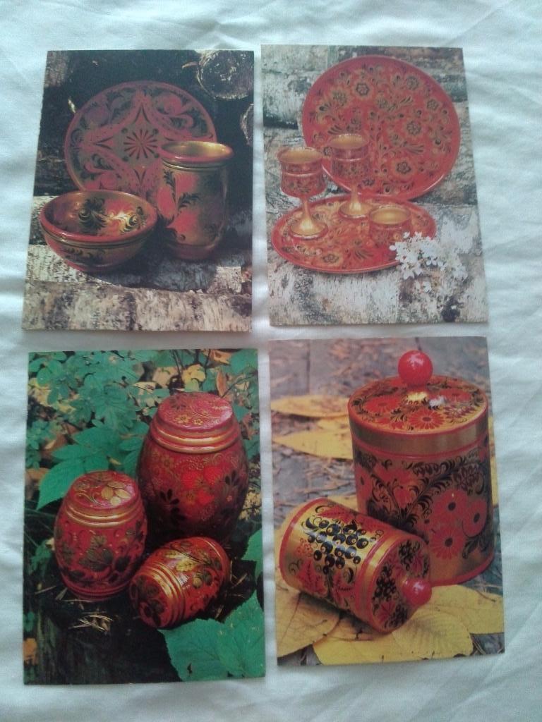 Искусство Семёновская хохлома 1981 г. , полный набор - 14 открыток (чистые) 4