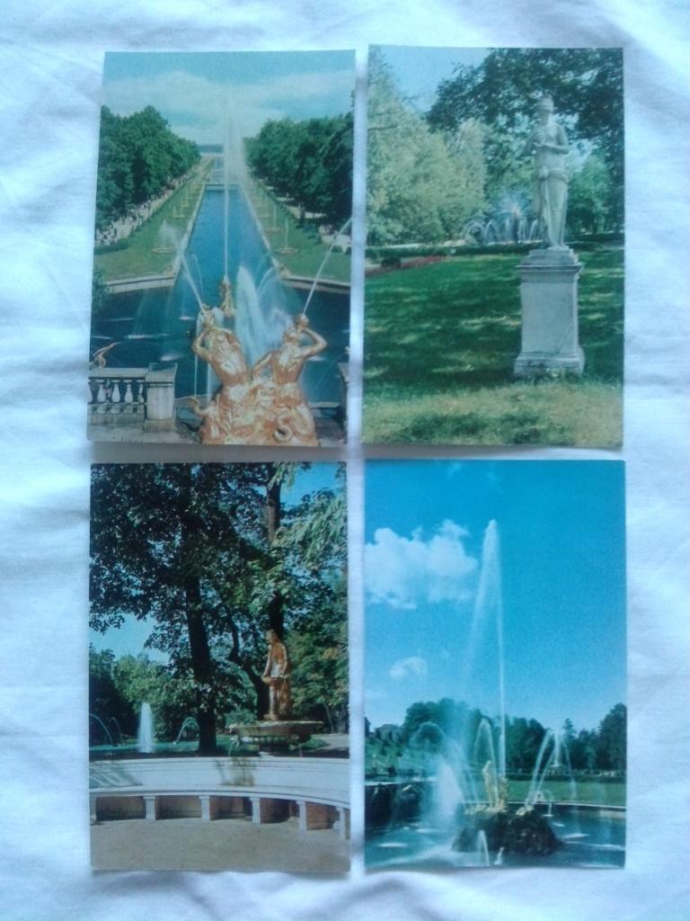 Памятные места СССР : Петродворц 1970 г. полный набор - 16 открыток (чистые) 4