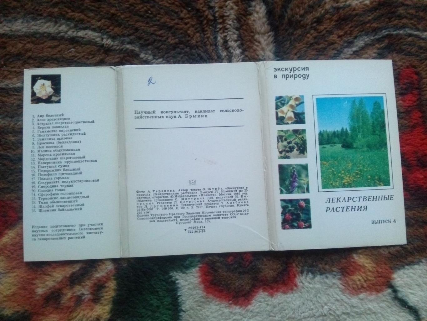 Экскурсия в природу 1980 г. полный набор - 25 открыток (Растения , флора , цветы 1