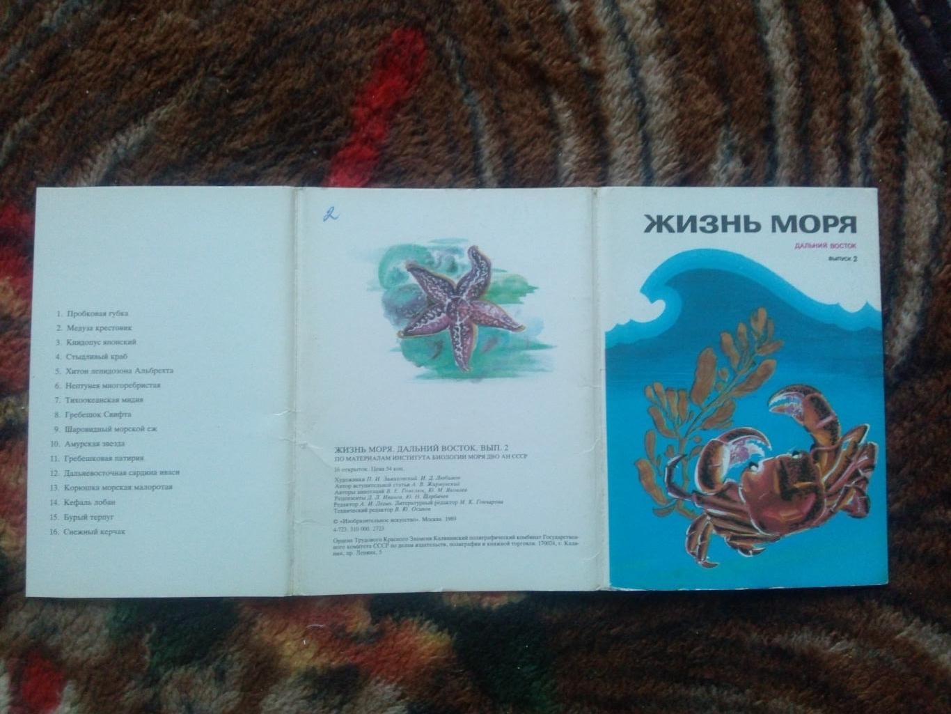 Жизнь моря (Дальний Восток) 1989 г. полный набор - 16 открыток (Выпуск № 2) 1