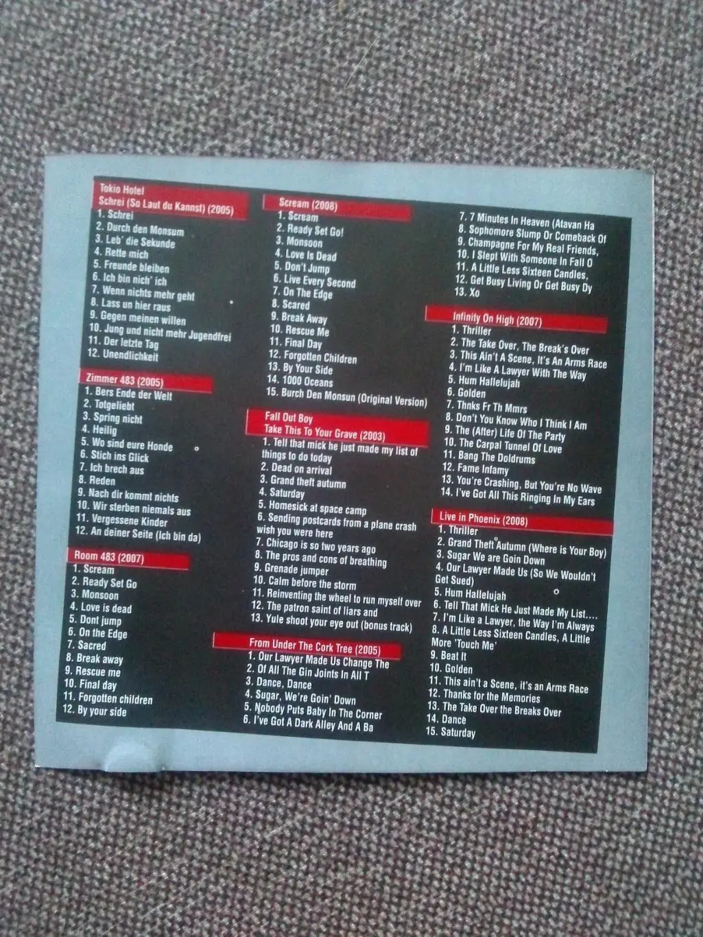 MP - 3 CD диск :Tokio Hotel & Fall out Boy(8 альбомов , 2003 - 2008 гг.) 1