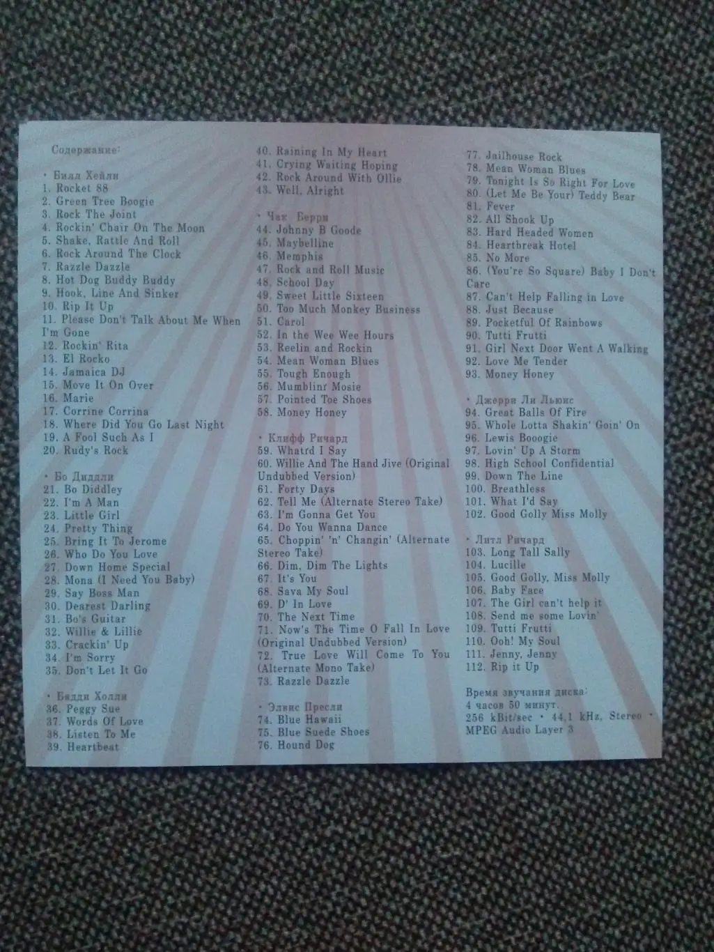 MP - 3 CD диск : Рок-н-Ролл (Билл Хейли Бо Диддли Бадди Холли Чак Берри) Рок 1
