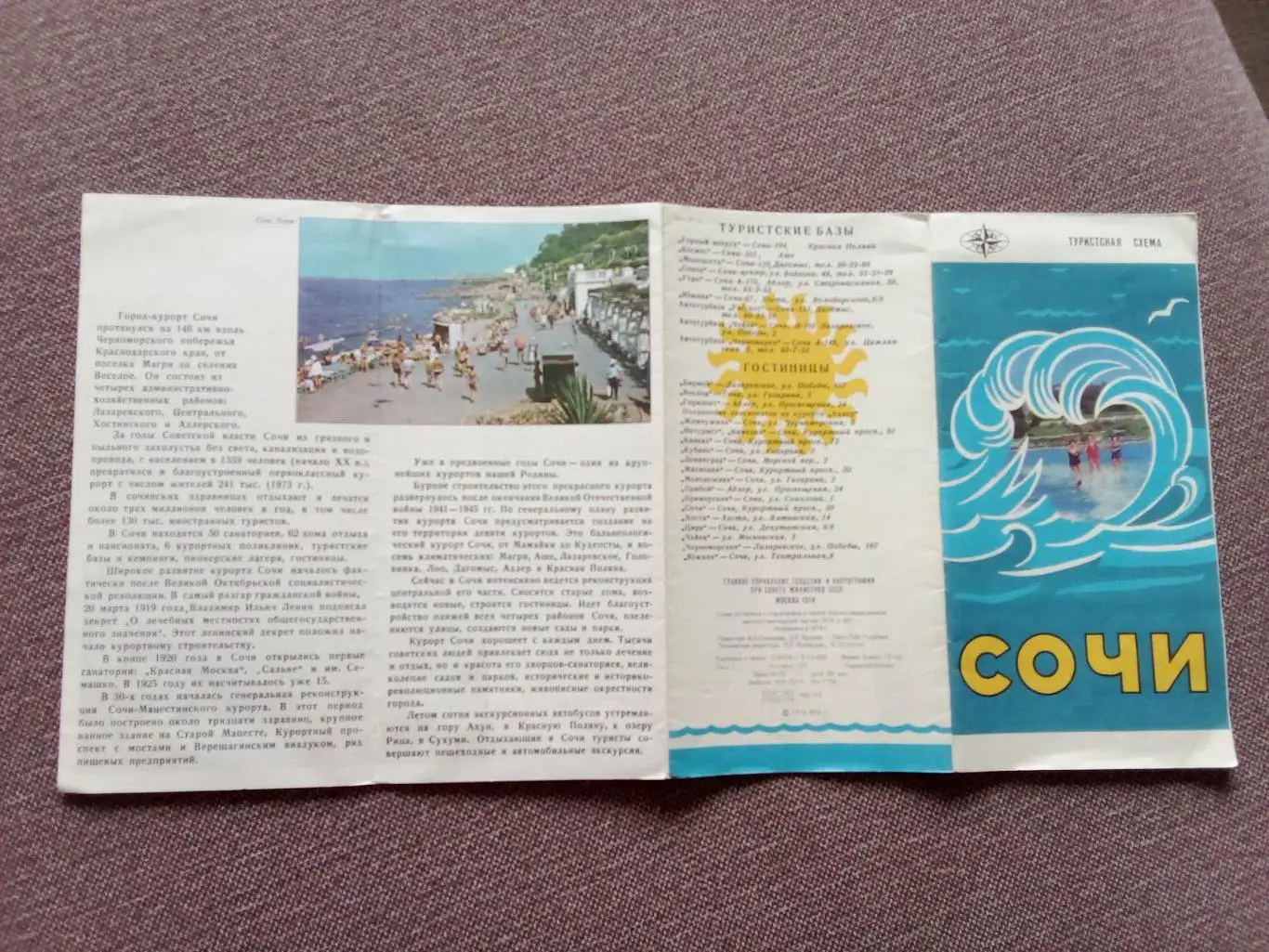 Туристическая схема - карта : Сочи 1974 г. (Черноморское побережье Кавказа) 3