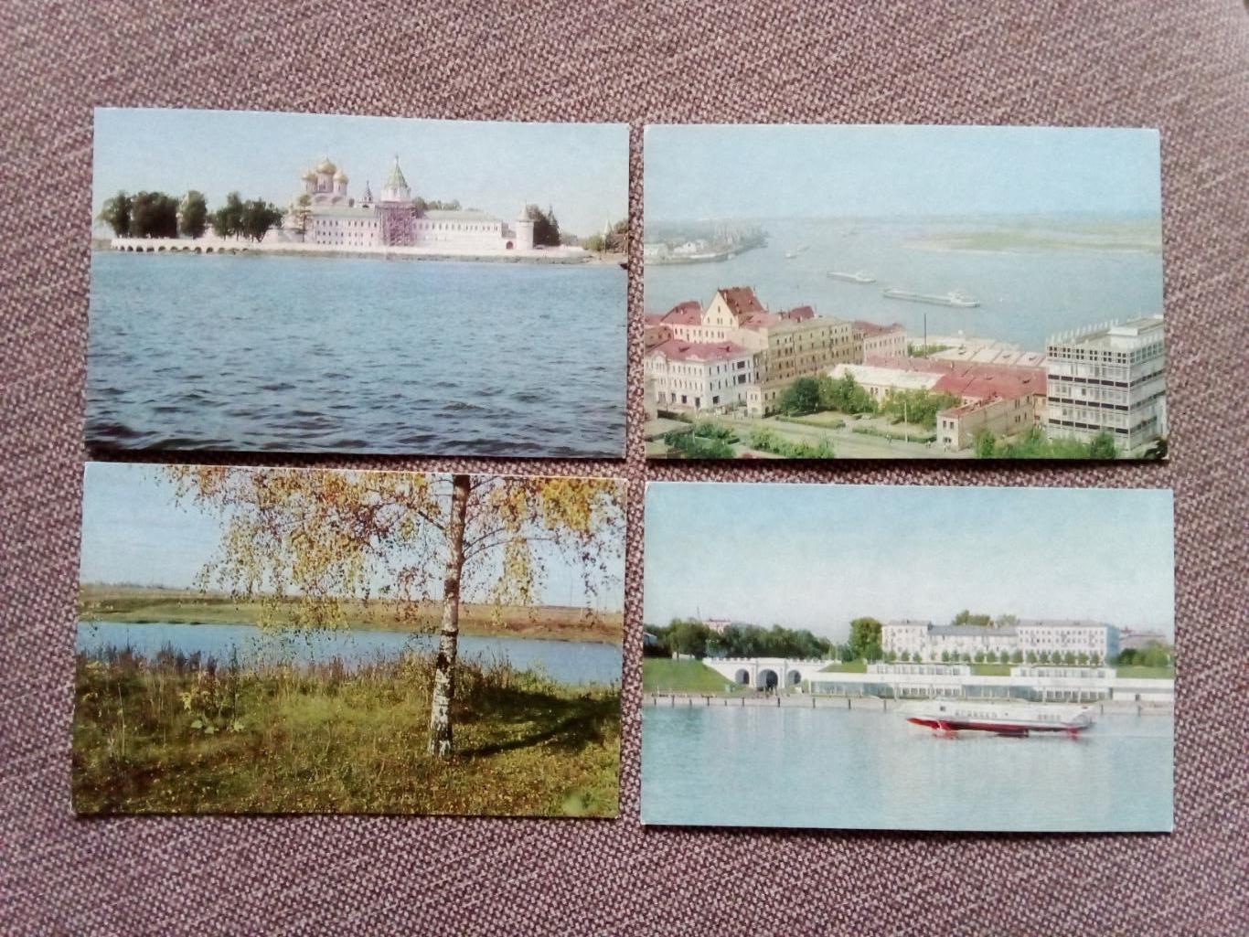 По городам РСФСР : По берегам Волги 1977 г. полный набор - 16 открыток (Флот) 3