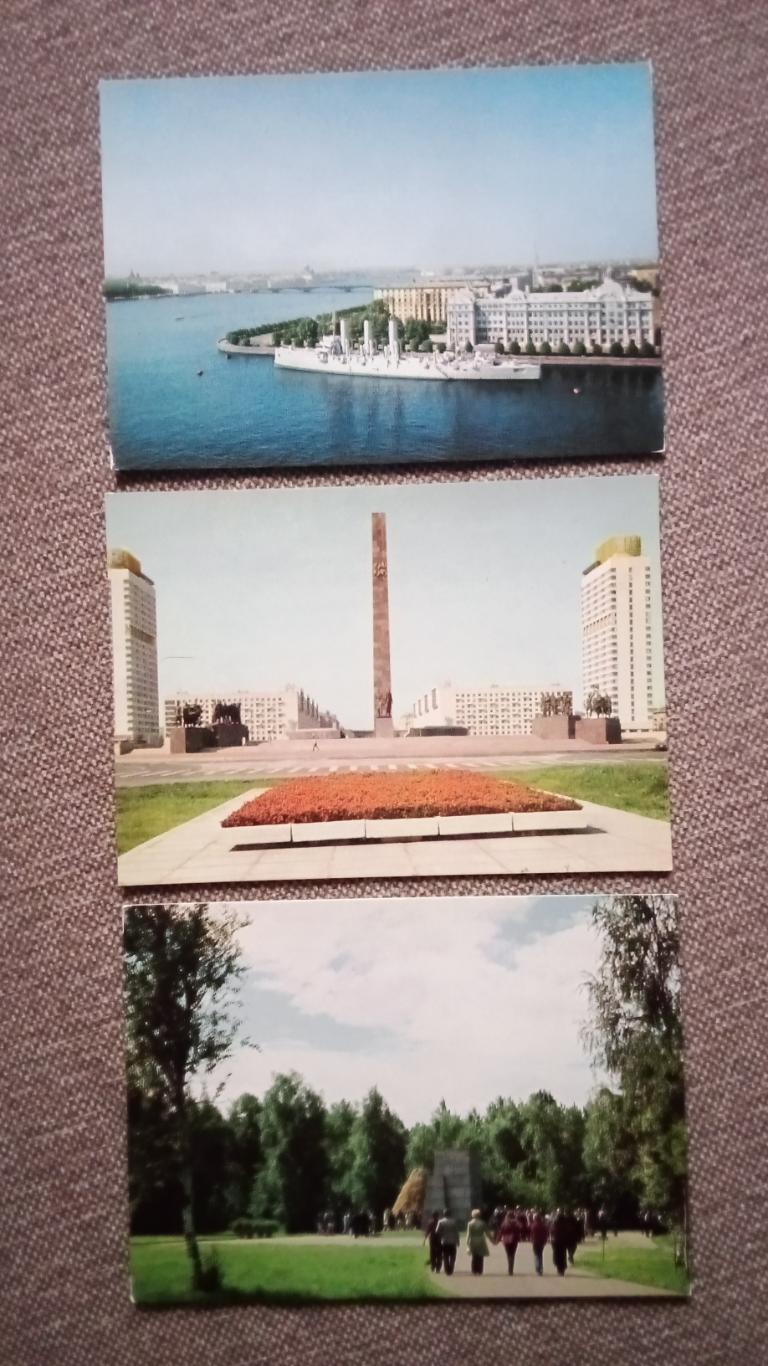 Города СССР : Ленинград 1976 г. полный набор - 10 почтовых открыток с марками 3