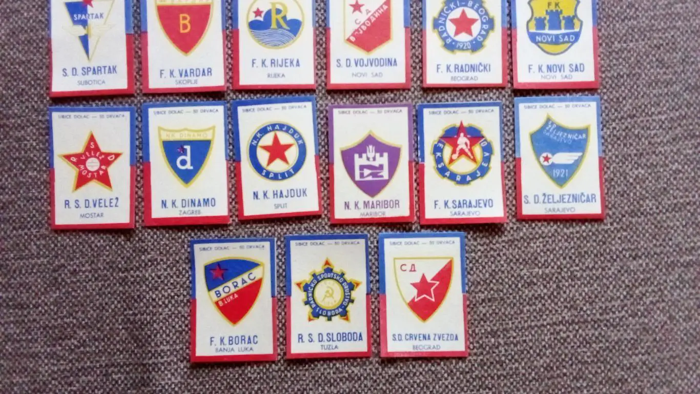 Спичечные этикетки : Футбольные клубы Югославии (Югославия) футбол спорт 2