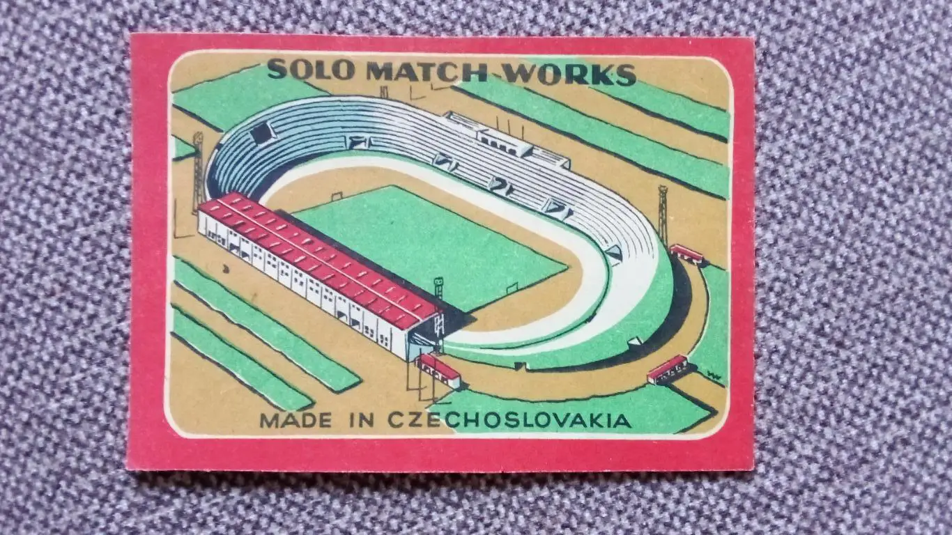 Спичечные этикетки (Спички) : Чехословакия 1954 г. Стадион Футбол (кабинетка)