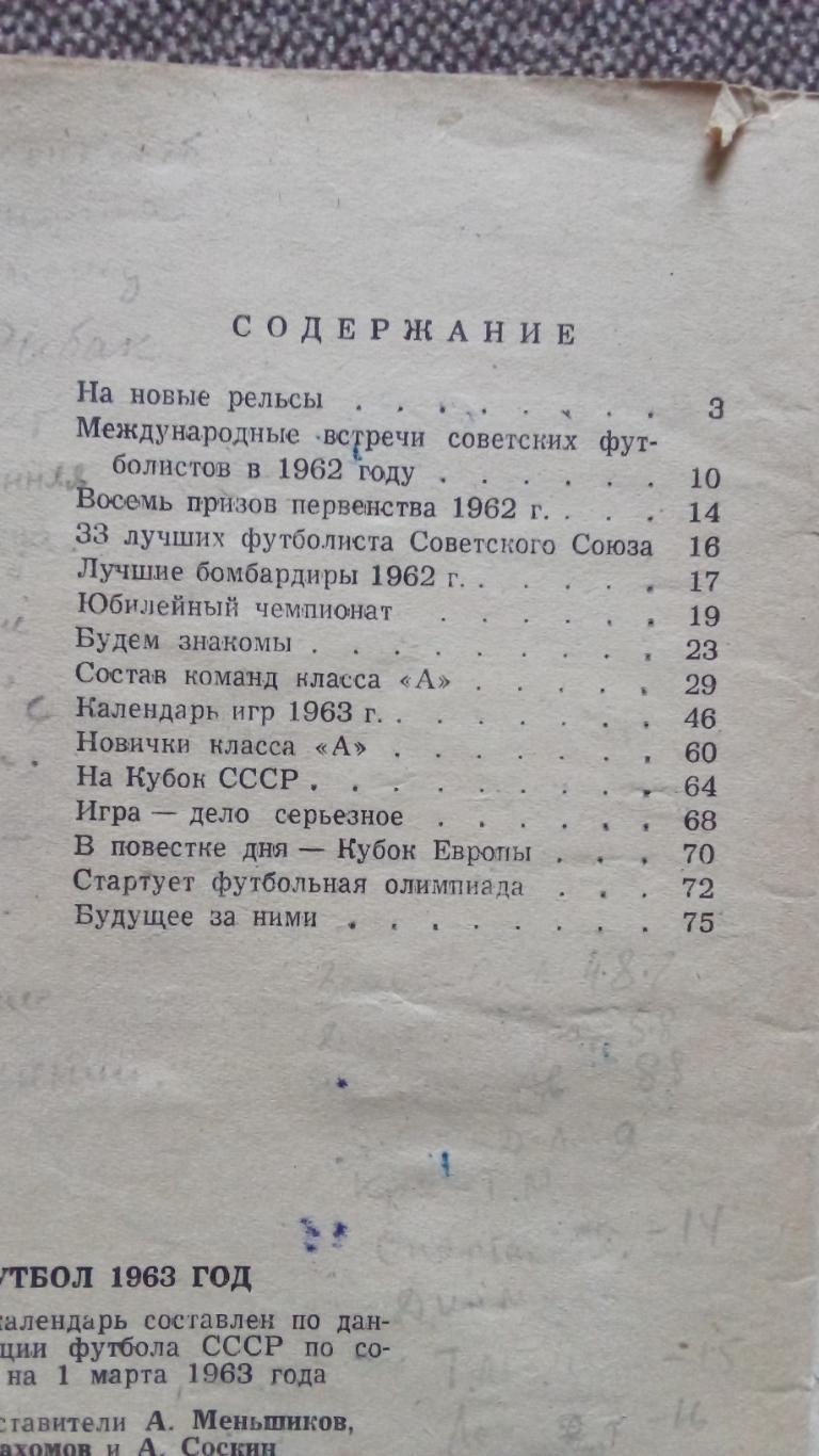 Футбол : Календарь - справочник 1963 г. Спорт 2