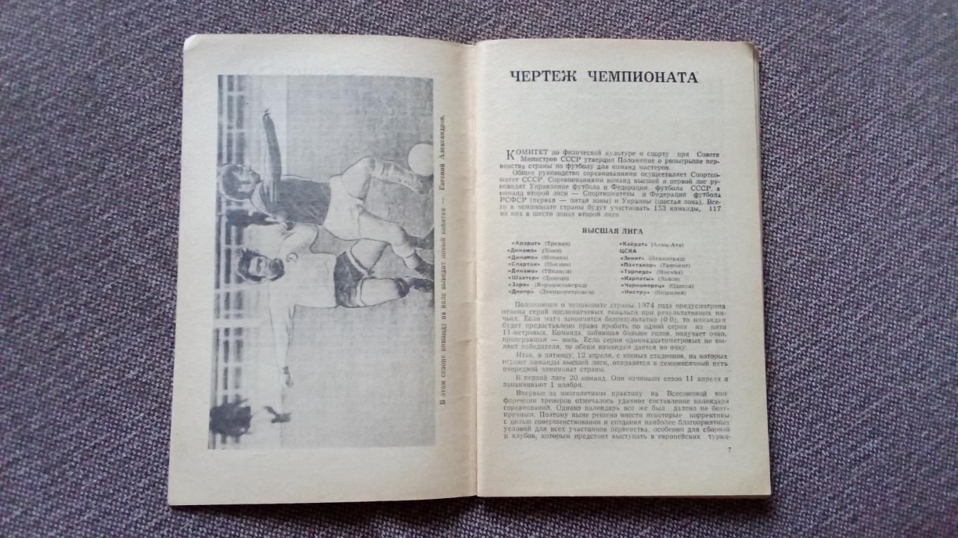 Футбол : Календарь - справочник 1974 г. 1 - круг Ростов на Дону ( Спорт ) 6