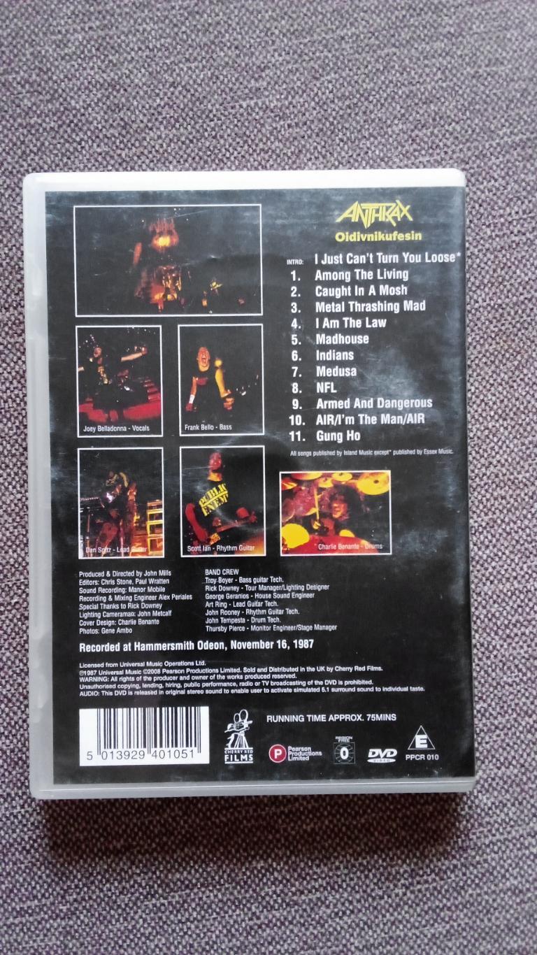 DVD диск : Anthrax - Oidivnikufesin (Концерт 1987 года) Metal , Thrash Metal 1