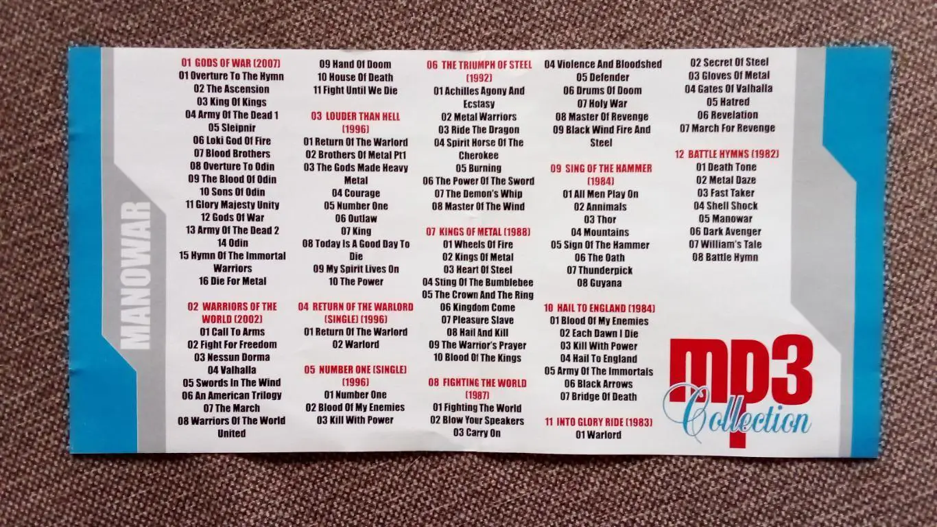 CD MP - 3 диск группа Manowar 1982 - 2007 гг. 12 альбомов Рок - музыка 3