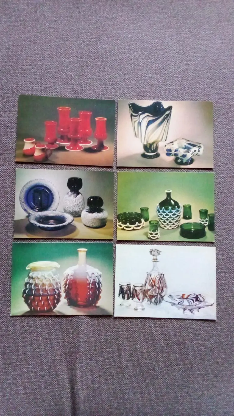 Поэзия стекла 1982 г. полный набор - 18 открыток (чистые) Художественные изделия 3