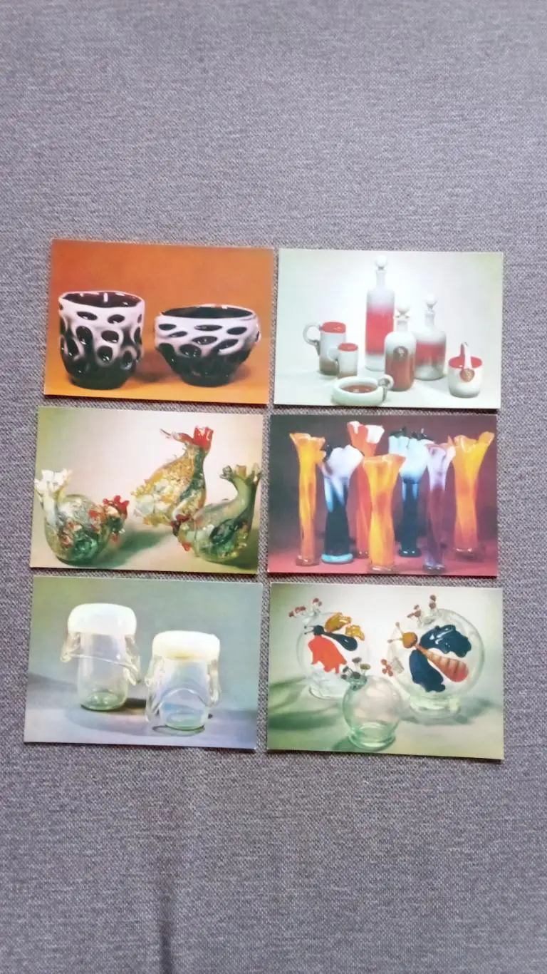 Поэзия стекла 1982 г. полный набор - 18 открыток (чистые) Художественные изделия 4