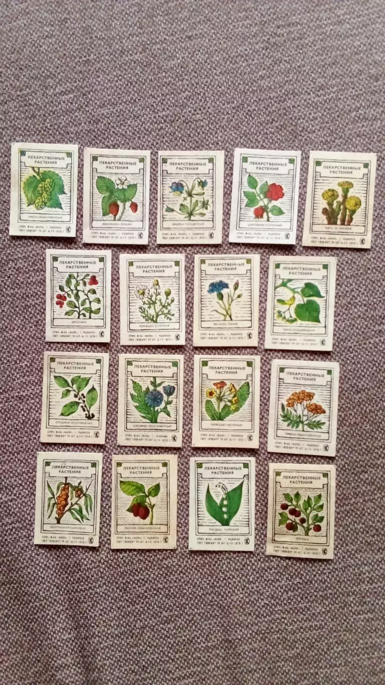 Спичечные этикетки (Спички) : СССР Лекарственные растения 1976 г. Флора Цветы