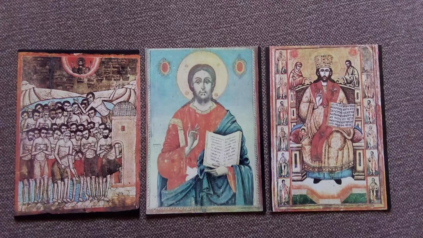 Болгария : Иконы Тревненских мастеров 1978 г. полный набор - 9 открыток (Религия 5