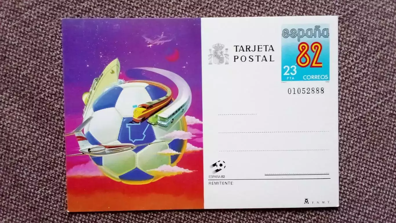 Испания Чемпионат Мира 1982 г. почтовая карточка с маркой Футбол Спорт