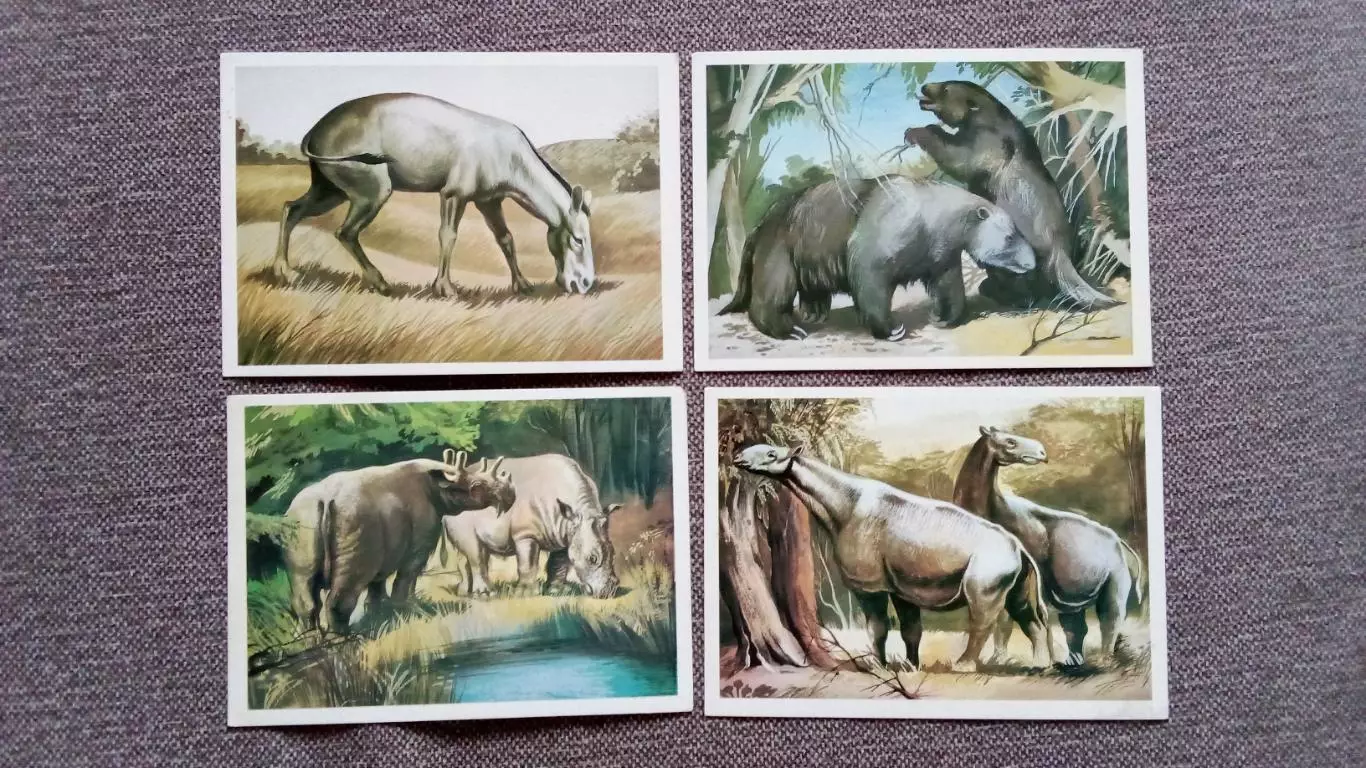 Из глубины веков 1986 г. Выпуск № 3 , полный набор - 16 открыток (Динозавры) 2