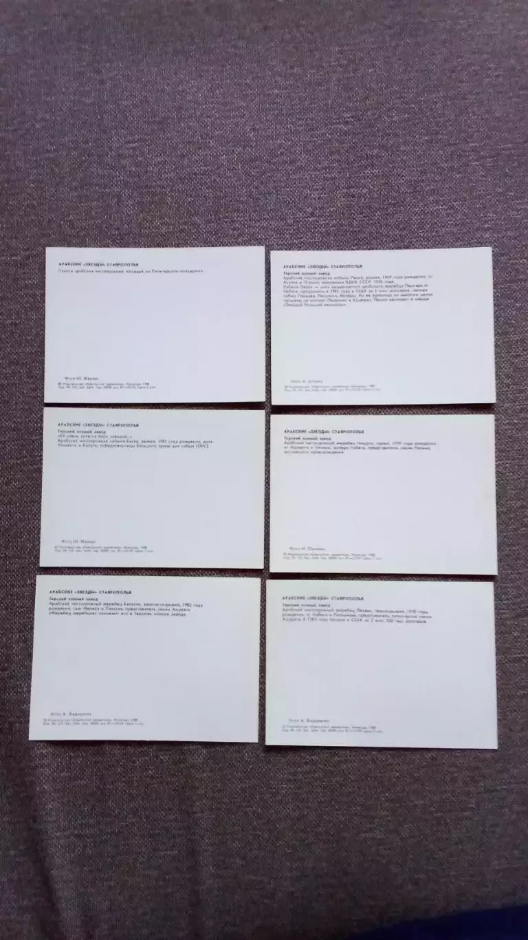 Арабские звезды Ставрополья 1988 г. полный набор - 15 открыток (Лошадь Конь) 7